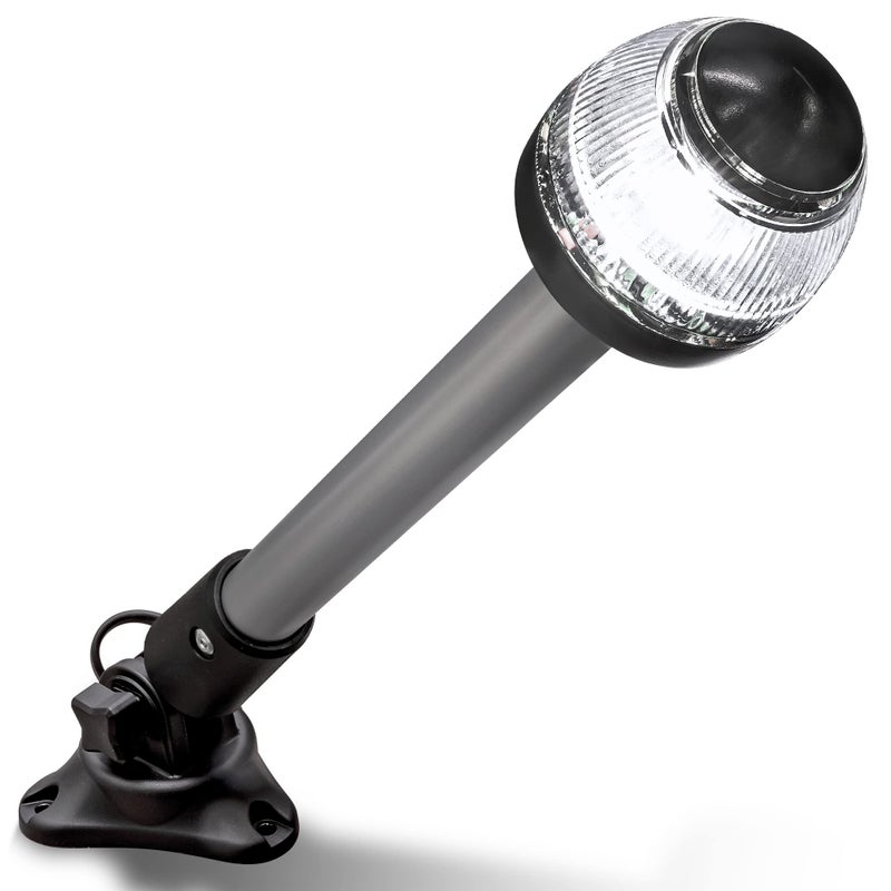 ONLINE LED STORE TRUE MODS 12 بوصة 12-24 فولت ضوء LED بحري أبيض للملاحة والمرسى ضوء قارب شامل [USCG ABYC A-16 3NM] [مقاوم للماء] ضوء خلفي قابل للطي لمسافة 3 أميال بحرية لصيد الأسماك قارب بيميني باس جون - كروم - Image 1